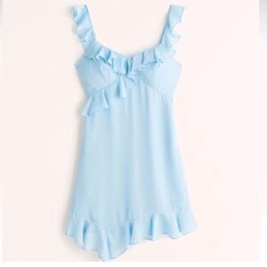 Abercrombie | Asymmetrical Light Blue Ruffled mini dress